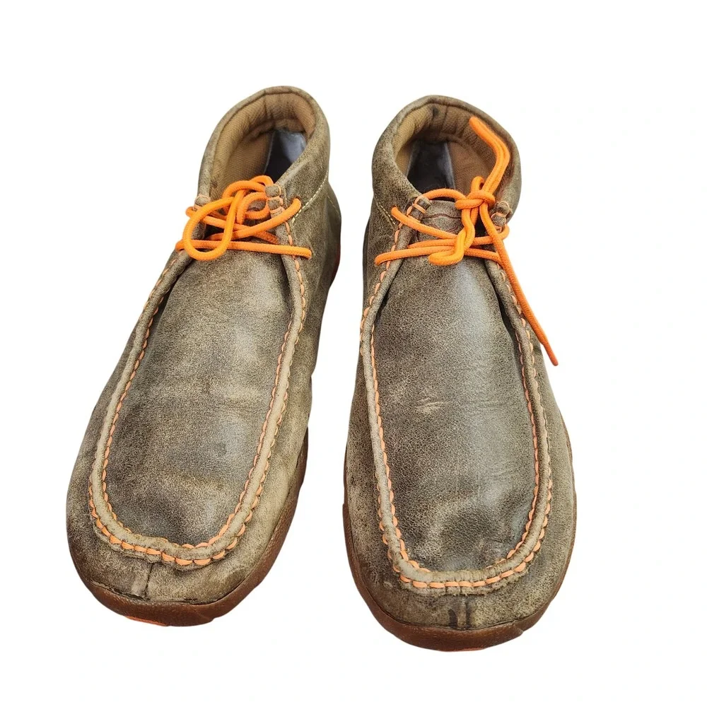 Twisted X Mens Driving Moc Chukka Boots Brown Orange Leather  Size 11.5 M